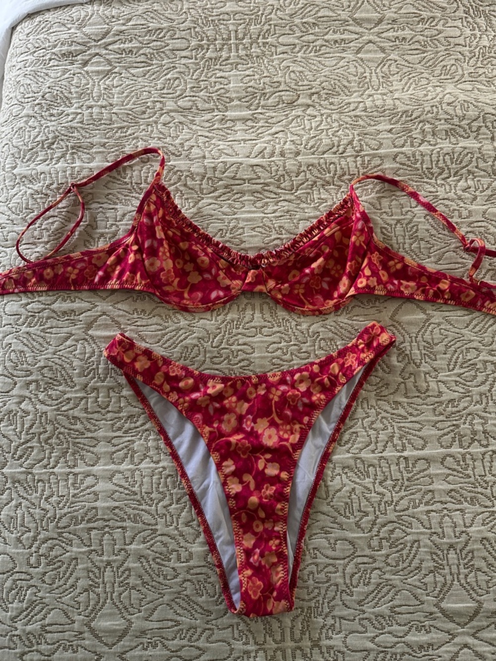 'Italian Summer' Ruffled Up Underwire Top and High Cut Cheeky Bottoms